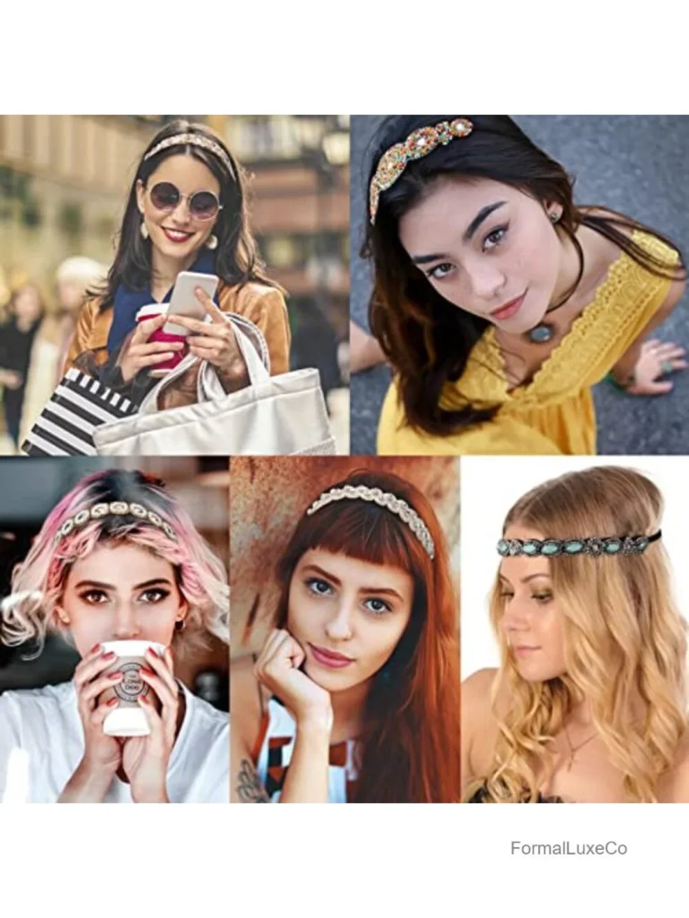 Rhinestone Beaded Elastic Headbands Women Handmade Crystal Bling Hair Wraps
